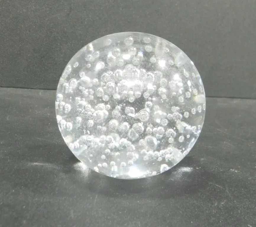 GLASS W/ CONTROLLED BUBBLE PAPERWEIGHT