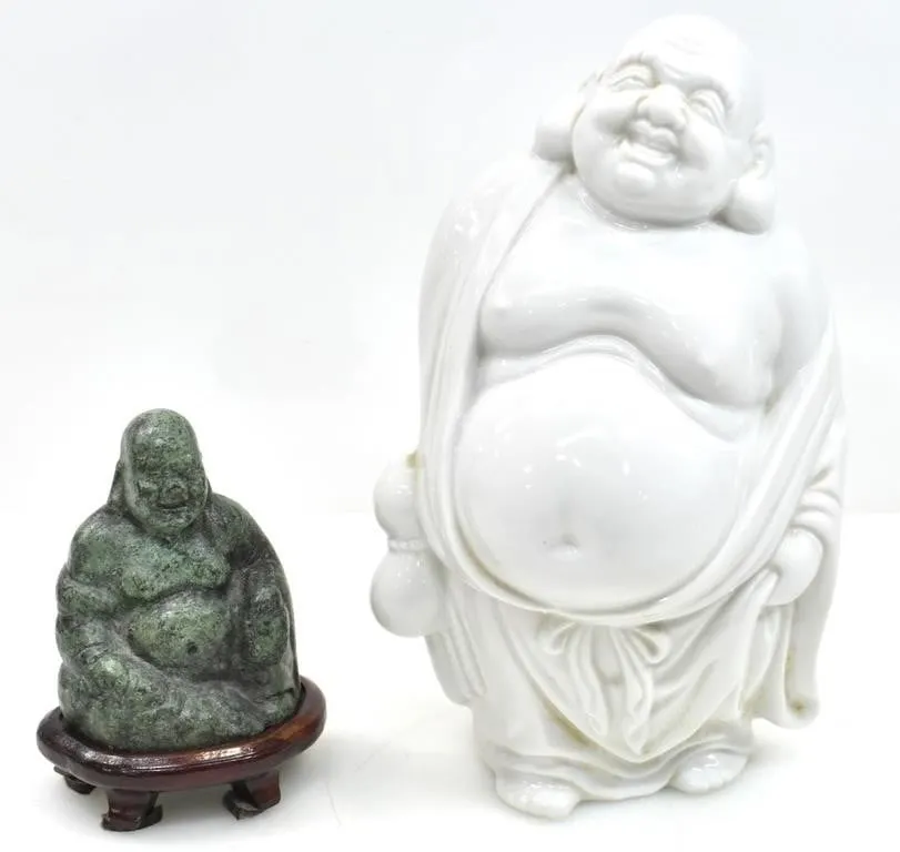 BRONZE & CERAMIC LAUGHING BUDDHA (HOTEI)
