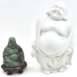 BRONZE & CERAMIC LAUGHING BUDDHA (HOTEI)