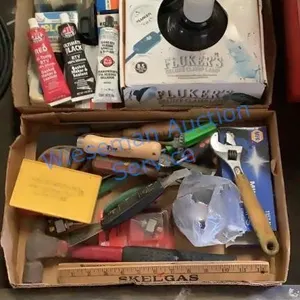 WRENCH, CARPET KNIFE, ELECTRICAL TAPE, HAMMER, ETC