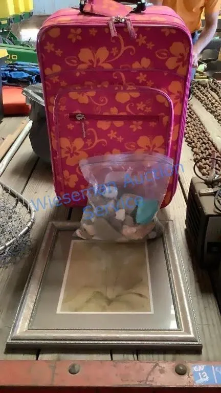 ROLLING LUGGAGE, WALL PRINT, ROCKS, SEASHELLS