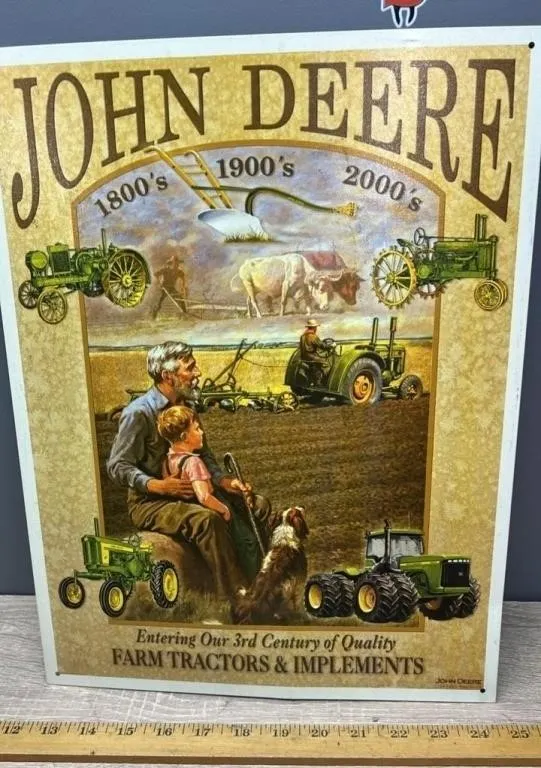 John Deere Decorative Tin Sign 12" x 16"