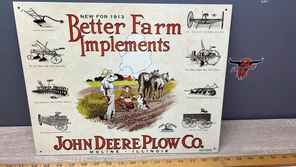 John Deere Decorative Tin Sign, 12" x 16"