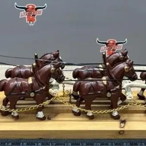 35.5� Mounted Cast Iron Clydesdale Beer Wagon.