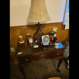 Vintage Brown Desk Set with Lamp  Accessories