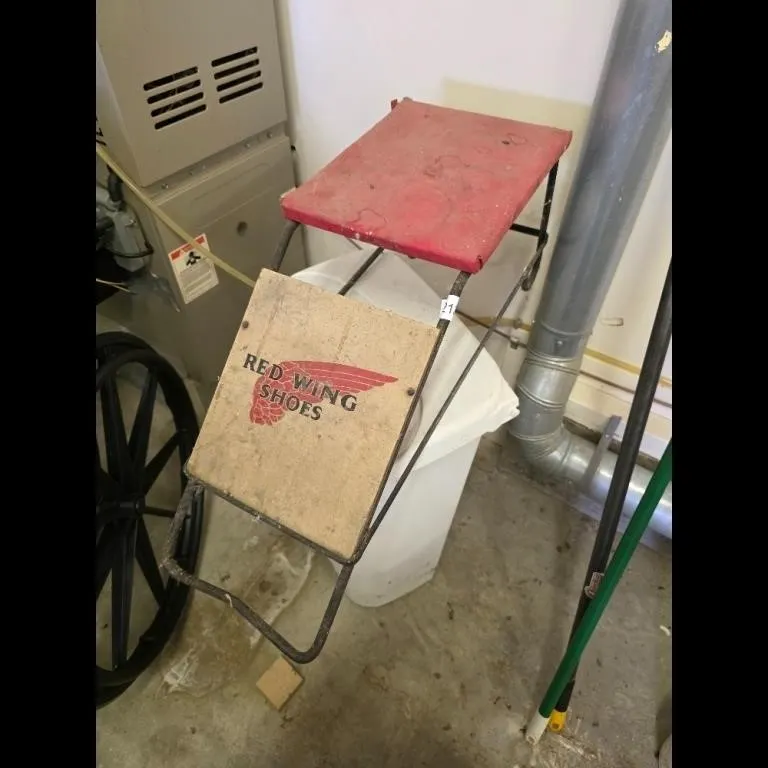 Vintage Red Wing Shoes Folding Stool