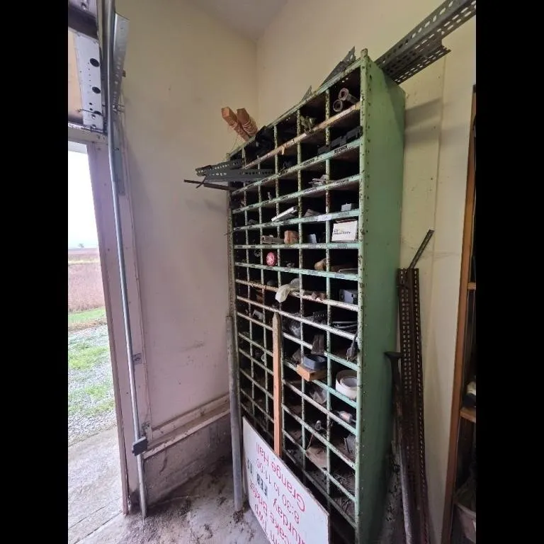 Vintage Green Metal Parts Cabinet - 60H x 30W x 12