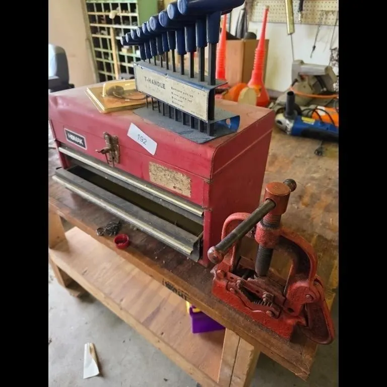 HIMAK Red Vintage Metal Toolbox with Allen Wrench