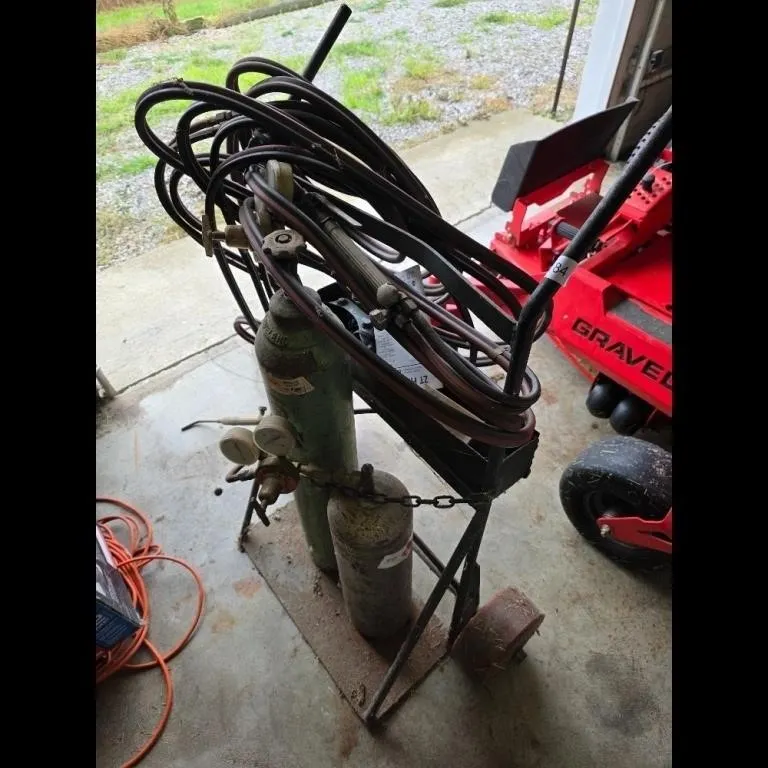 Welding Equipment Cart w Oxygen Acetylene Cylinde