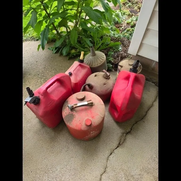 Gas Cans and Funnels Lot - Used Red Brown - $25.00
