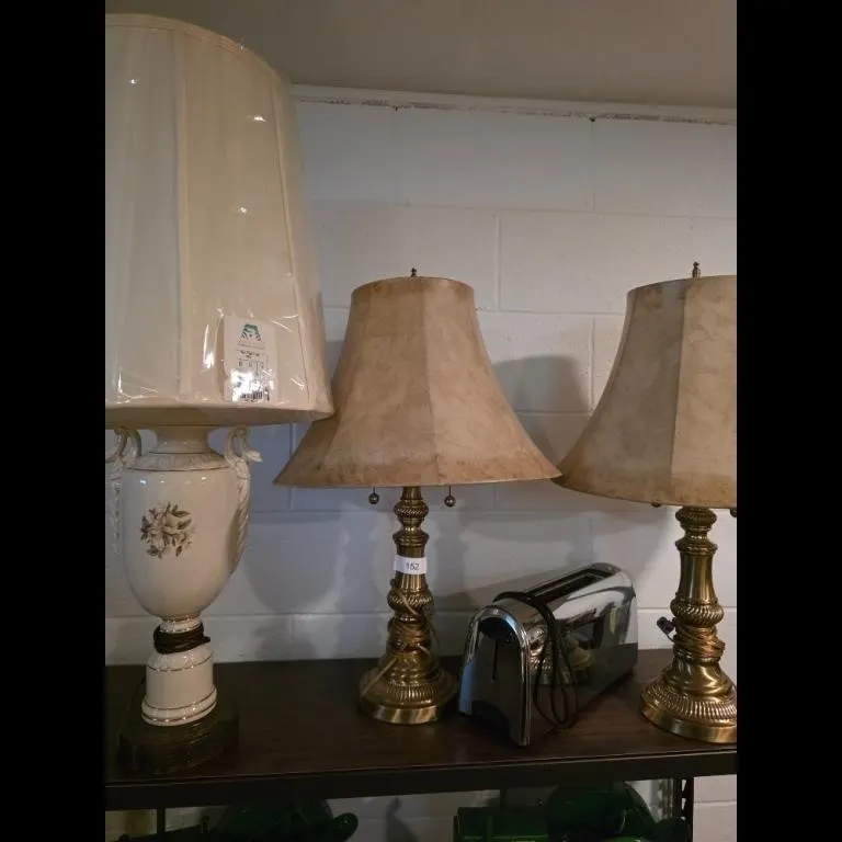 Vintage Ceramic & Brass Table Lamps with Toaster