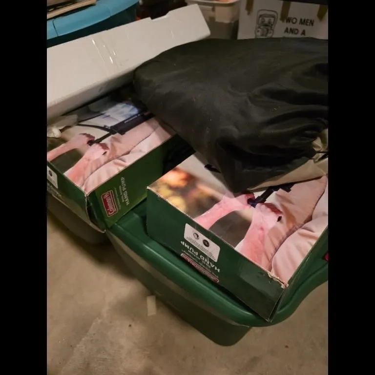 Coleman Hand Pumps Storage Bins Lot