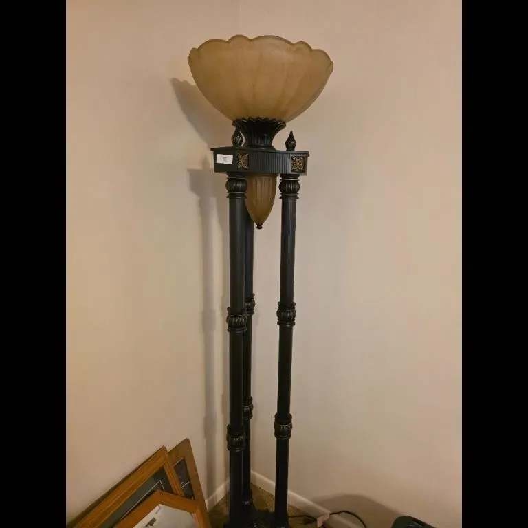Vintage Art Deco AmberBlack Floor Lamp