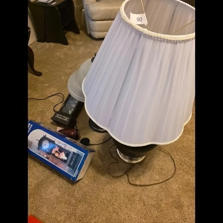 Table Lamp and Decorative Clock Lot