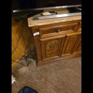 Vintage Wood Sideboard Cabinet with Marble Top