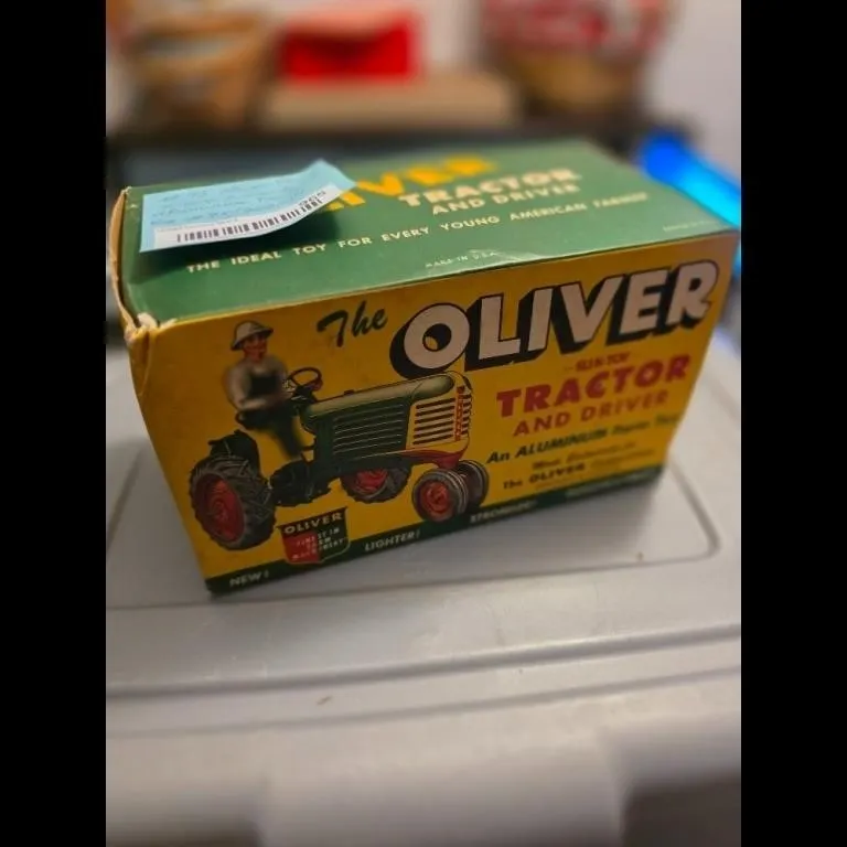 Vintage Oliver Tractor and Driver Aluminum Farm To