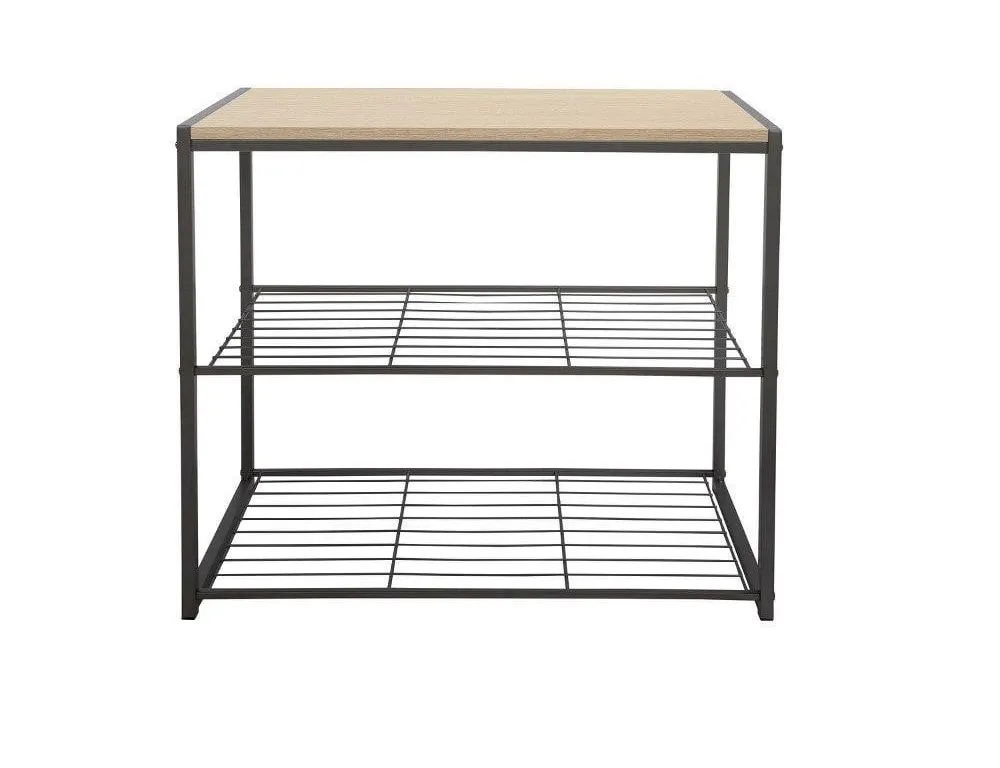 Brightroom 3-Tier Metal and Wood Shoe Rack