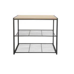 Brightroom 3-Tier Metal and Wood Shoe Rack