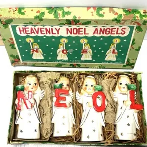VINTAGE NOEL ANGELS CHRISTMAS FIGURINES IN BOX