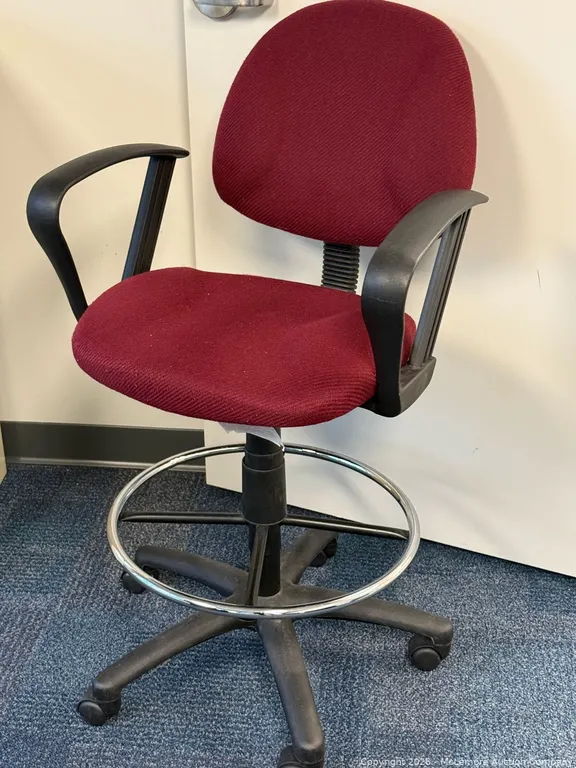 Maroon Drafting Stool, Adjustable Height