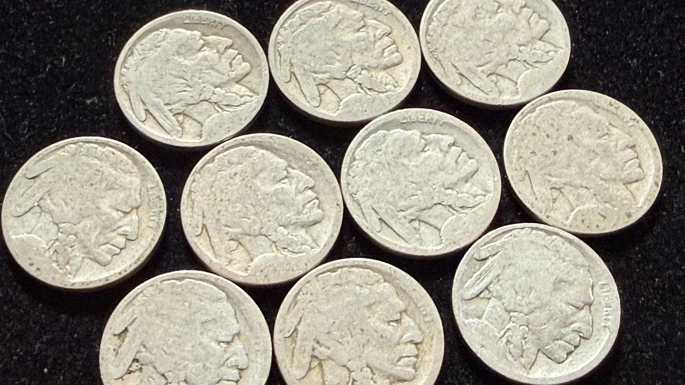 10 Buffalo Nickels no date