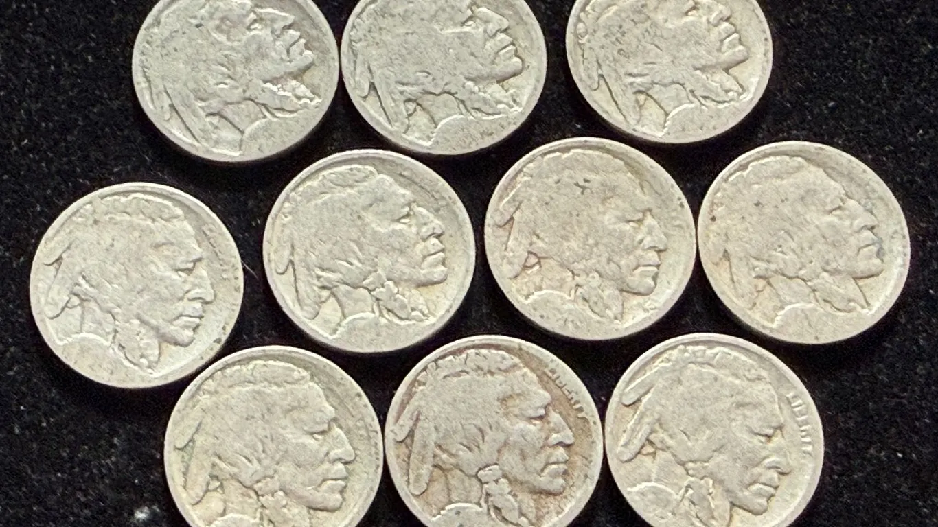 10 Buffalo NIckels no date
