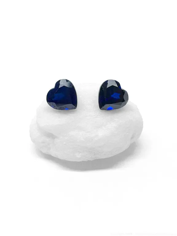 2.0ctw Heart Cut Blue Sapphire Matching Pair