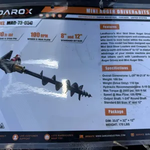 2026 Darox MAD-73-05C Mini Skid Steer Auger Set
 UNRESERVED