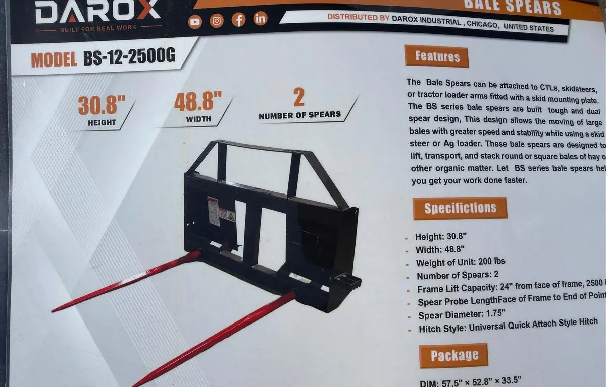 2026 Darox BS-12-2500G Bale Spear Frame
UNRESERVED