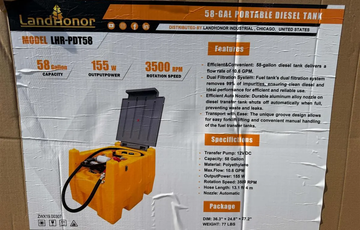 Landhonor LHR-PDT58 58-Gal Portable Diesel Tank
UNRESERVED
