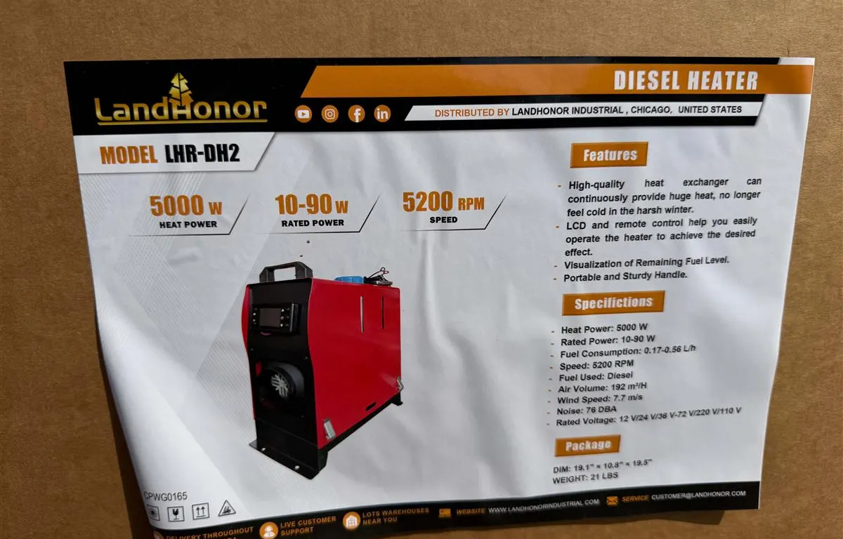 LandHonor LHR-DH2 Diesel Heater
UNRESERVED