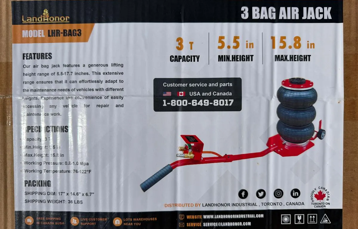 LandHonor LHR-BAG3 3-Ton Air Bag Jack
UNRESERVED