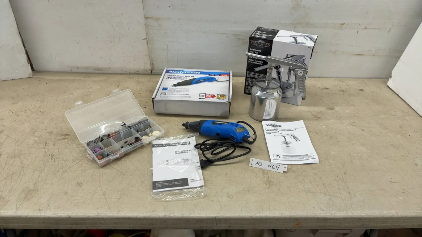 Mastercraft Corded Rotary Tool Kit with Accessories and Vaper Undercoating Spray Gun