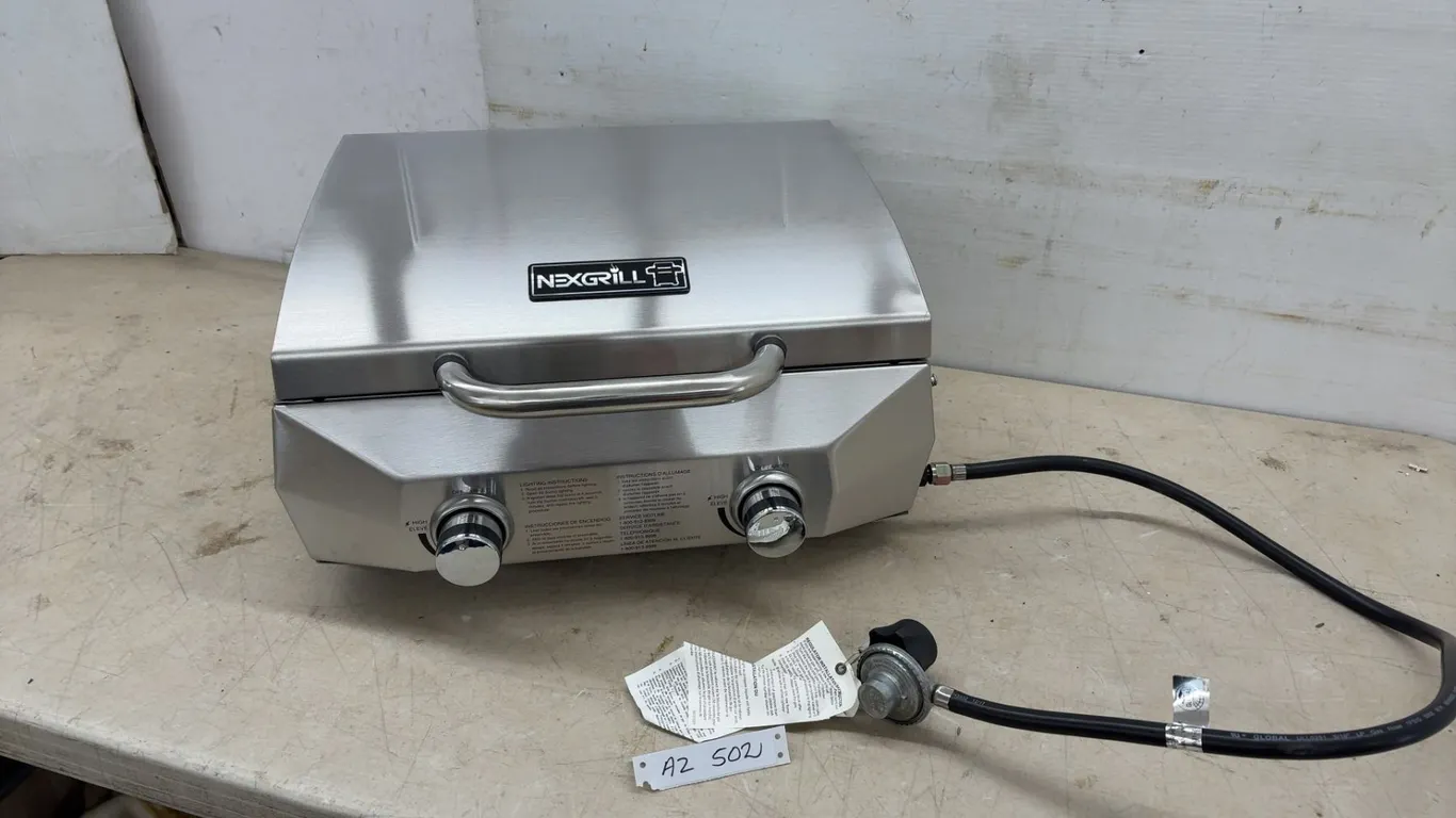New Nexgrill 2-Burner Stainless Steel Portable Tabletop Propane Gas Grill with Regulator Hose