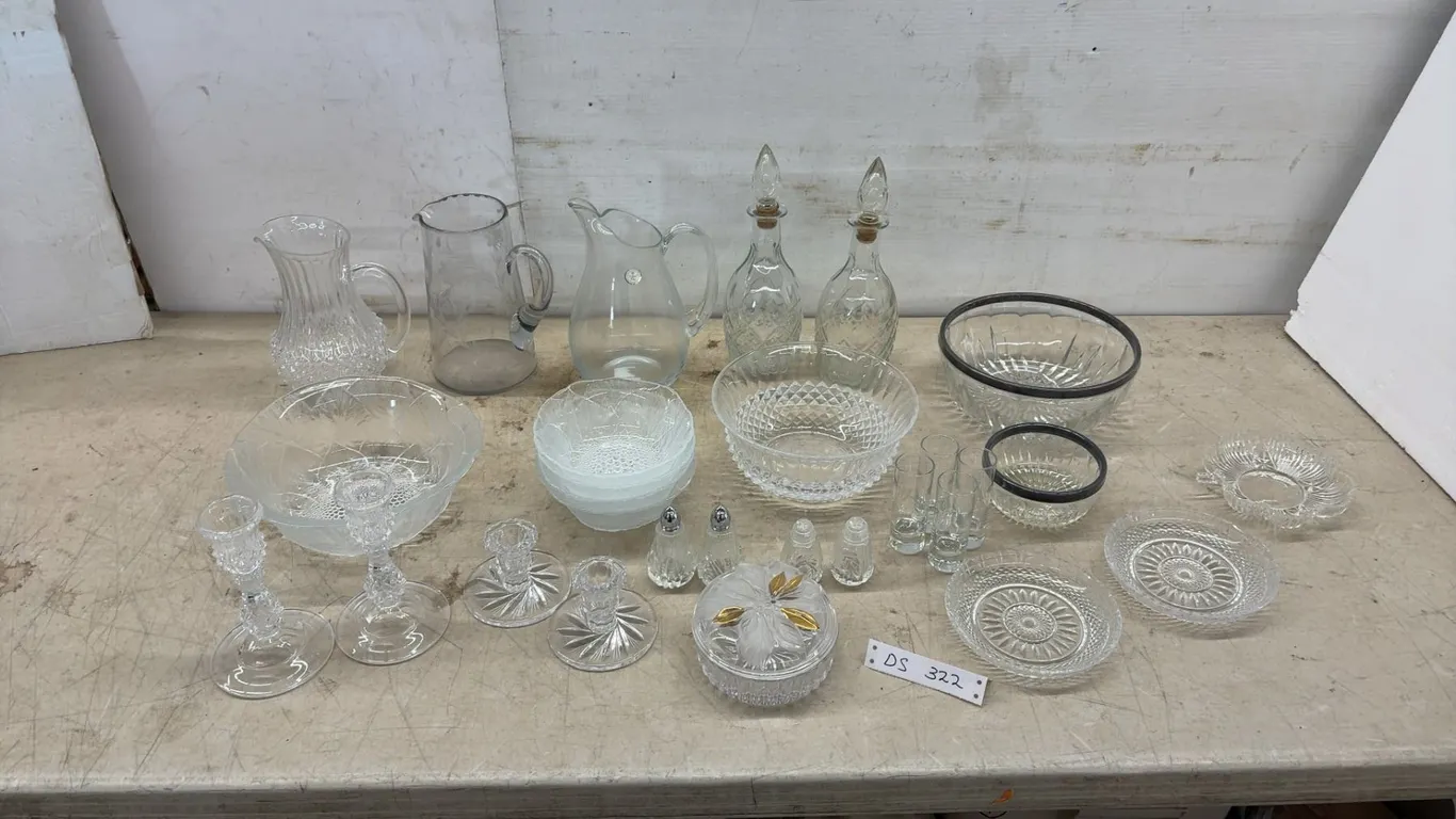 Crystal / Cut Glass, Pitchers, Decanters, Bowls, Candlesticks