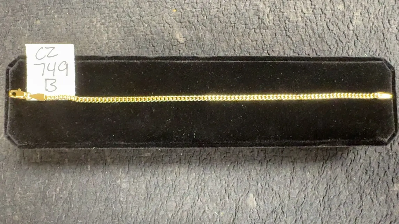 14K Gold Plated 3.0mm Cuban Link Bracelet, 8 1/4” Long