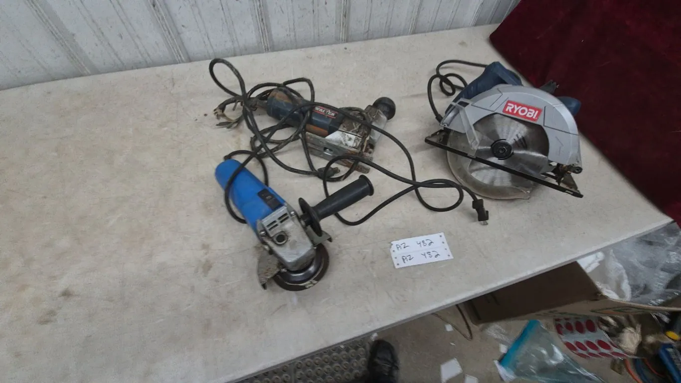 3 power tools Ryobi Circular Saw, Angle Grinder, and Jigsaw
