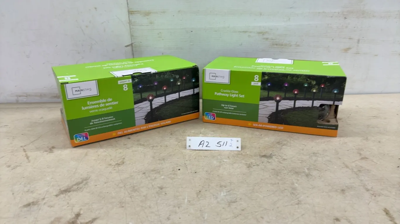 New Mainstays Crackle Glass Solar-Powered LED Pathway Light Set, 8-Pack 2