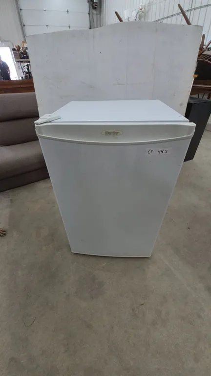 Danby Compact Refrigerator, White, with Interior Shelving and Door Storage. 33”×20”×20”
