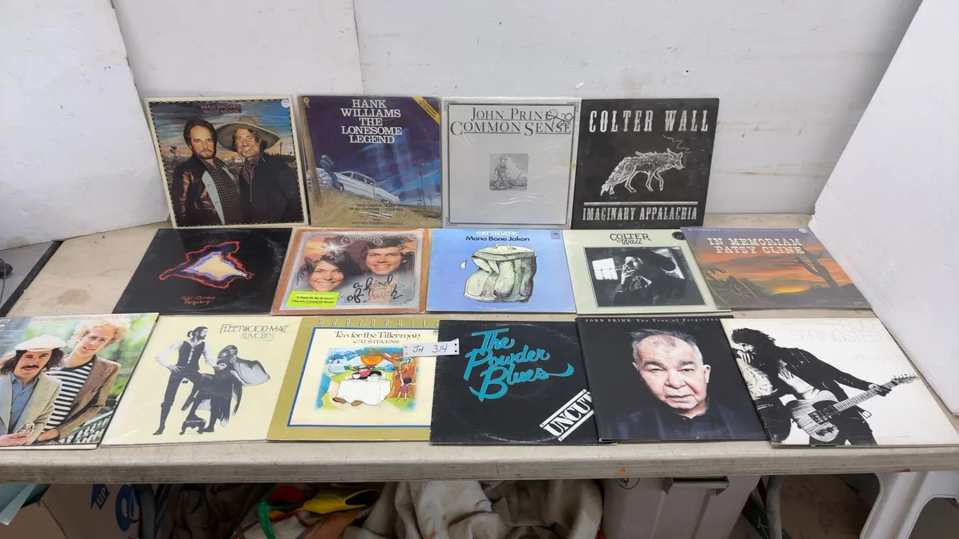 Vinyl Records Including Hank Williams, Fleetwood Mac, Cat Stevens, Colter Wall