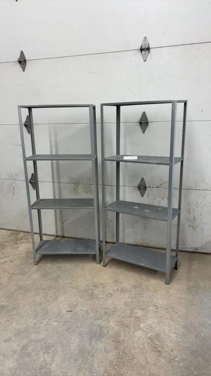 Pair of Galvanized Steel 4-Tier Utility Shelving Units, 55 × 23 × 11”