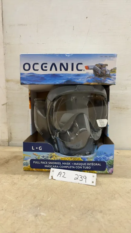New Oceanic FlowTech Full Face Snorkel Mask, Size Large, Patented Side Snorkel, Anti-Leak Design