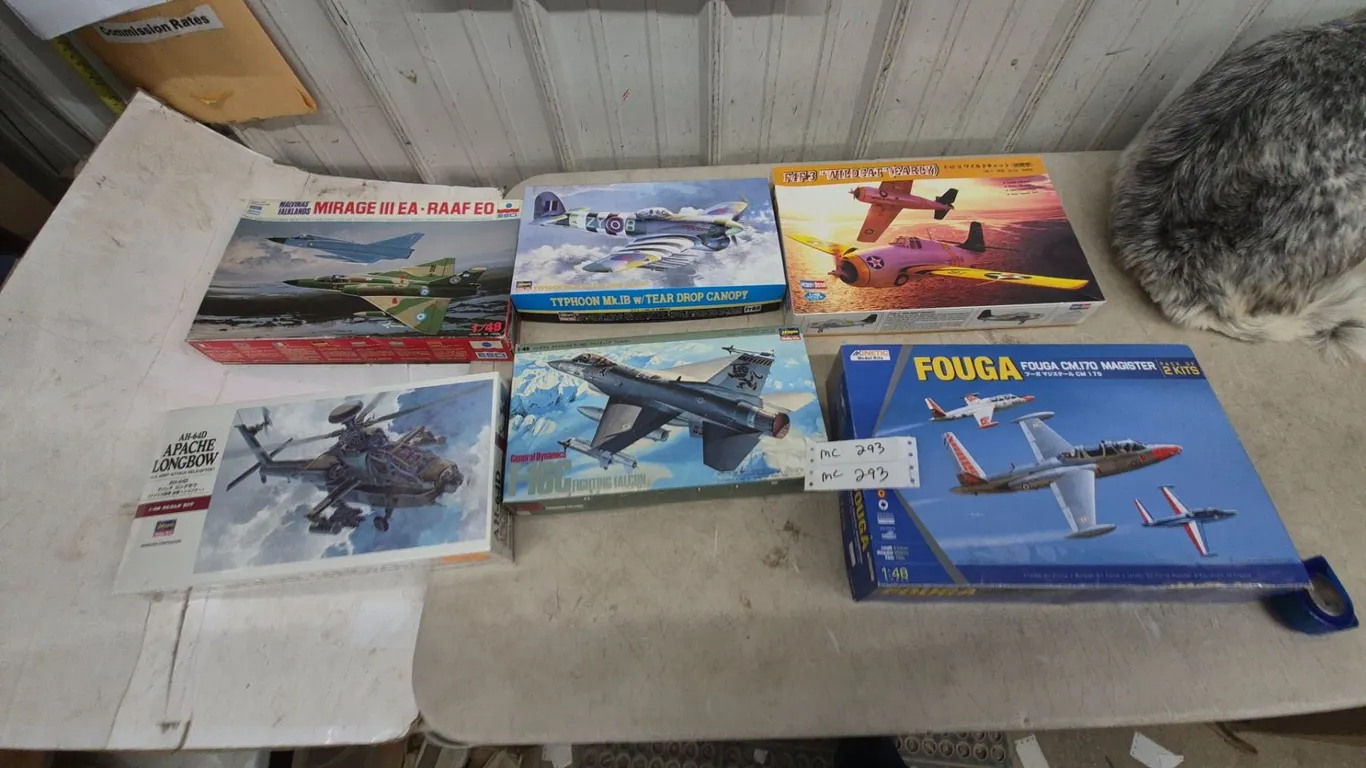 6 models 1/48 scale Hobby Boss F4F-3 Wildcat (Early) and Kinetic Fouga CM.170 Magister 2 Kits