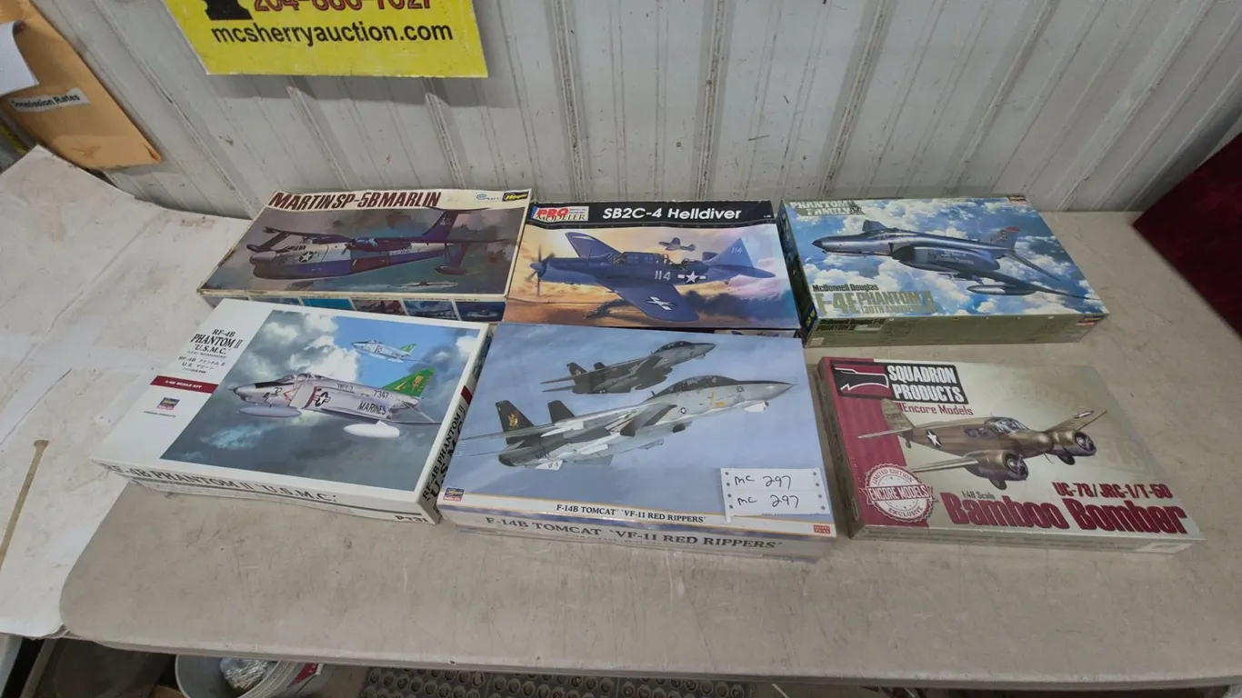 Lot of 6 Model Airplane Kits:1/48 scale Martin SP-5B Marlin, SB2C-4 Helldiver, F-4E Phantom, F-4B