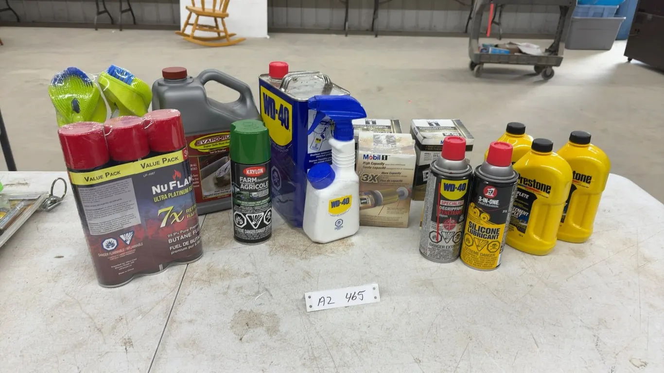 New Fluids, WD-40, 3-in-One Silicone Lubricant, Prestone, Mobil 1, Krylon, Butane, Oil Filters-