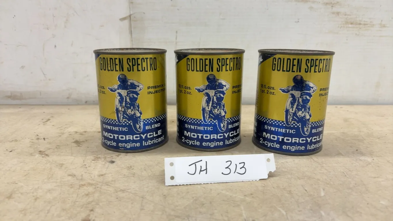 Three Golden Spectro Synthetic Blend Motorcycle 2-Cycle Engine Lubricant Cans, 18 Fluid Ounces