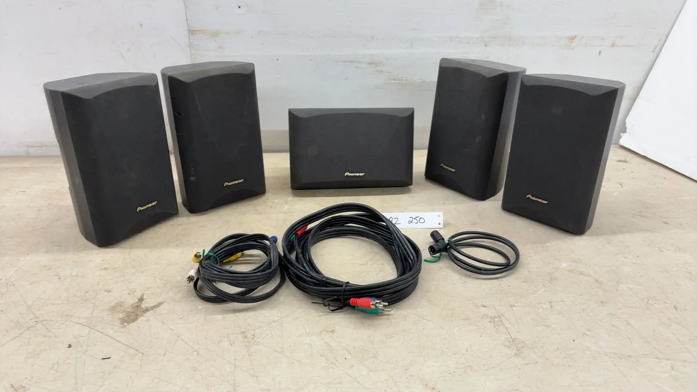 Pioneer S-FCR200-K 5.0 Home Theater Speaker System, 100W, 8 Ohms and Cables