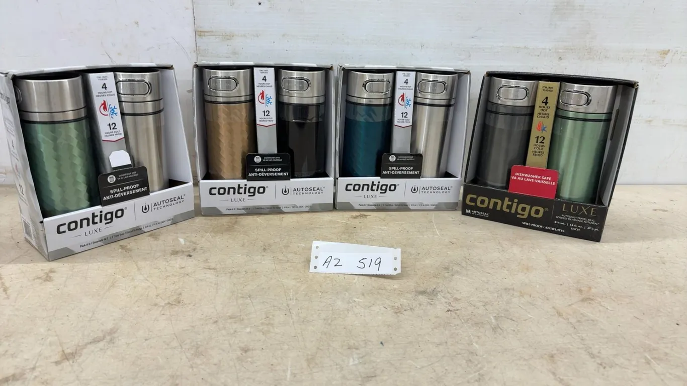 New Contigo Luxe Autoseal Spill-Proof Travel Mugs, 14 Fluid Ounce, Pack of 2, 4 Boxes
