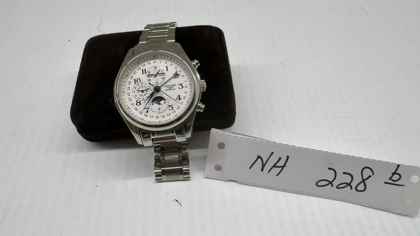 Longines Master Collection Chronograph Moon Phase Automatic Stainless Steel Watch with Bracelet