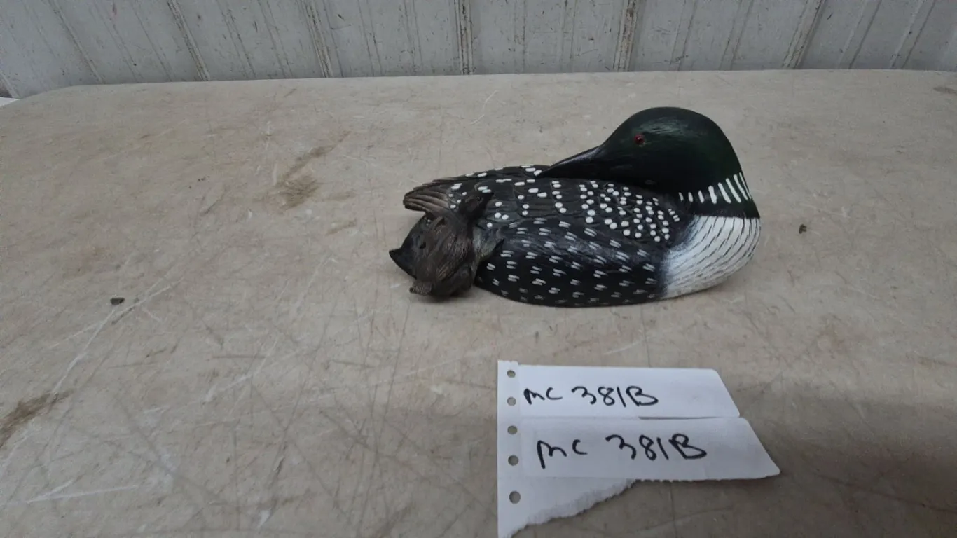 Loon Decoy with Chick by Heritage Decoys, J.B. Garton, 8”